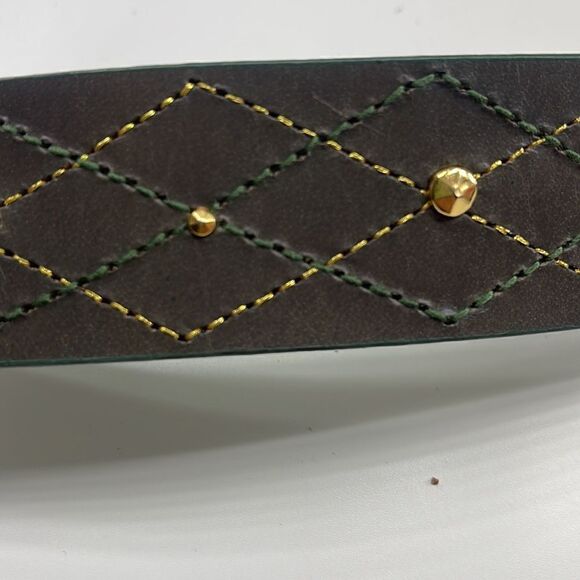 MICHAEL KORS leather with gold accents brown and green belt - Picture 7 of 7